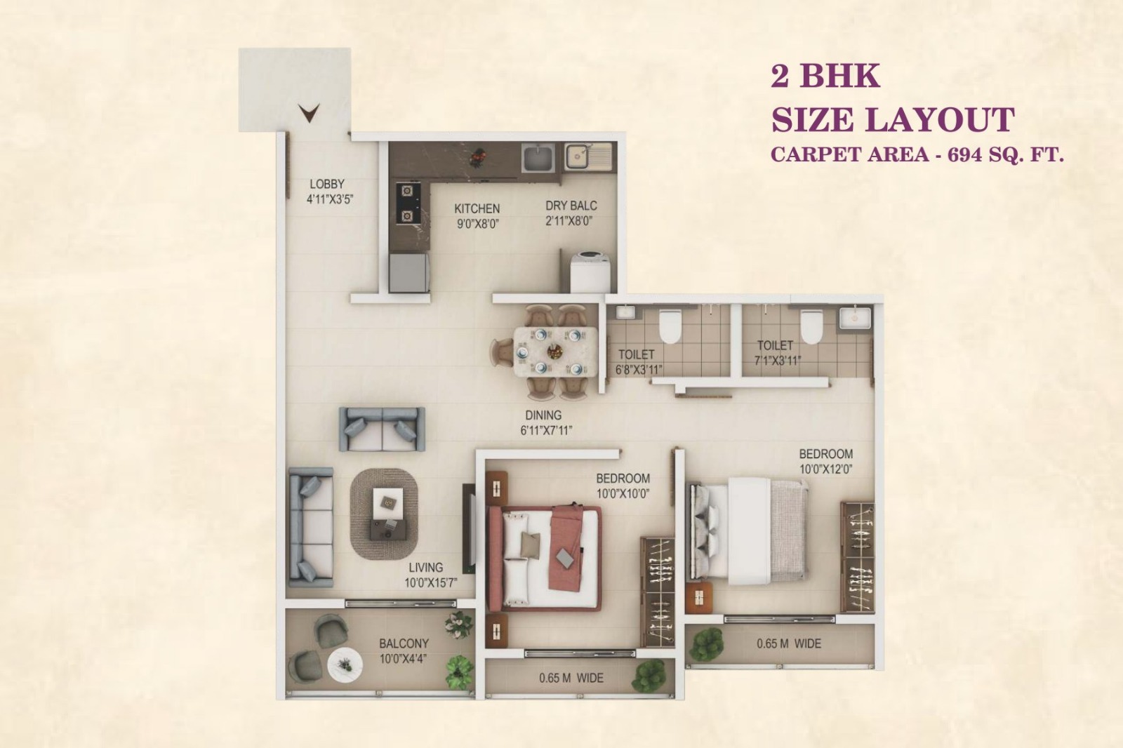 3BHK Floor Plan