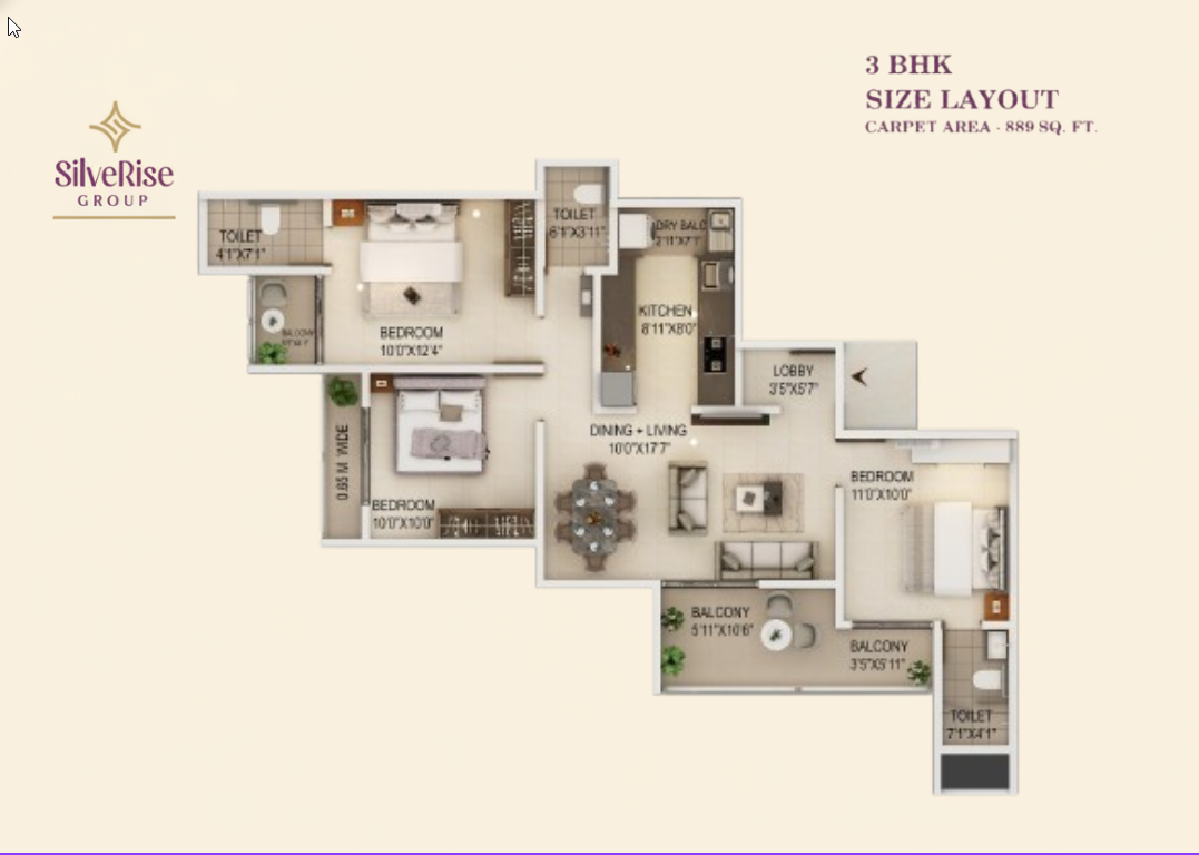 3BHK Floor Plan
