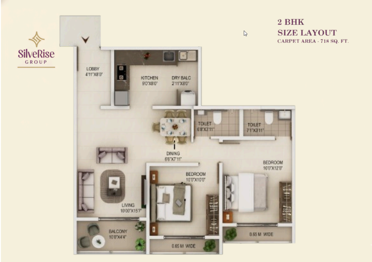 3BHK Floor Plan